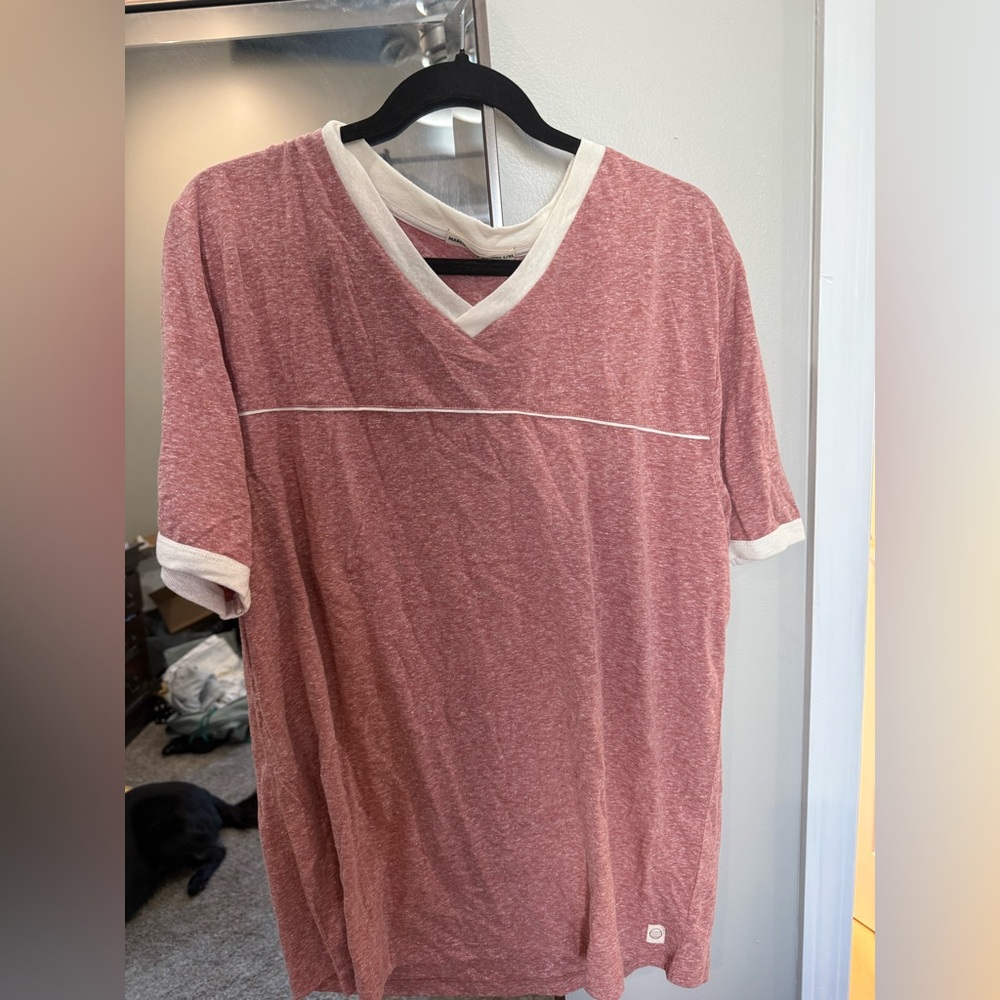 Marine Layer Red and White Short Sleeve Tee